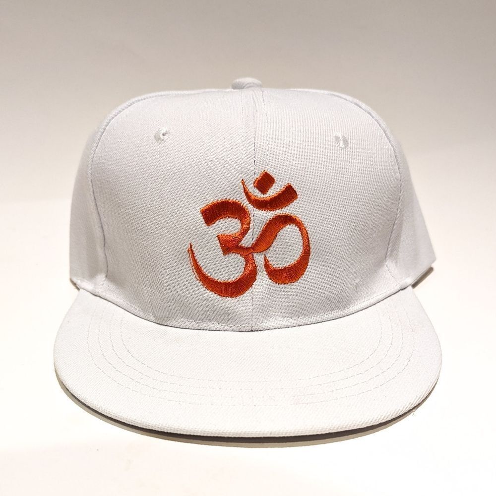 New Aum Om Snapback Hat White And Orange Colors